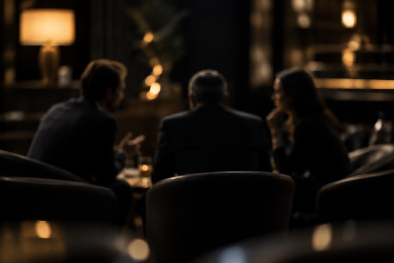 Soft-focus silhouettes in a private business conversation